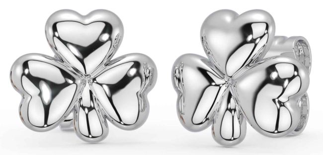 Silver Shamrock Stud Earrings