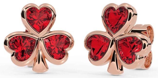 Ruby Rose Gold Silver Shamrock Stud Earrings