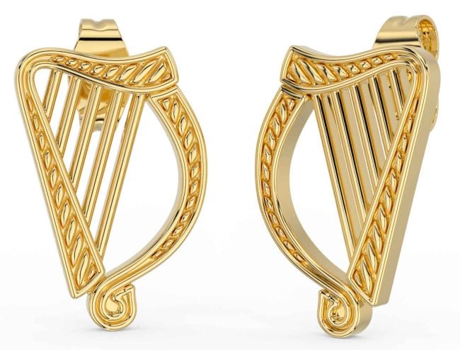 Gold Silver Celtic Irish harp Dangle Earrings