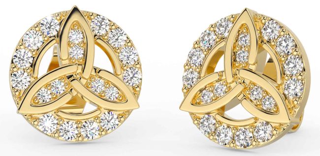 Diamond Gold Celtic Trinity Knot Stud Earrings