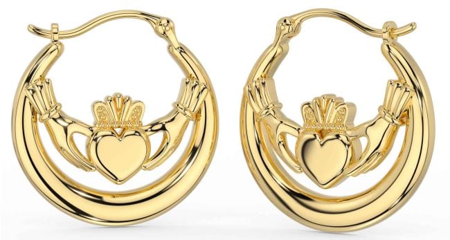 Gold Silver Claddagh Dangle Earrings