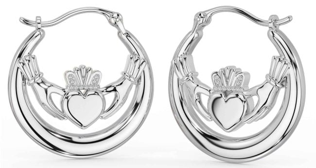 Silver Claddagh Dangle Earrings