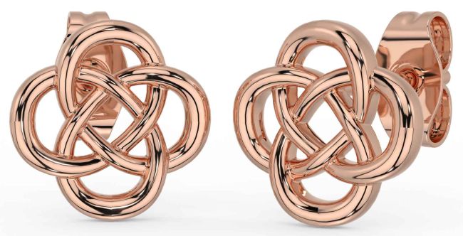 Rose Gold Silver Celtic Dangle Earrings