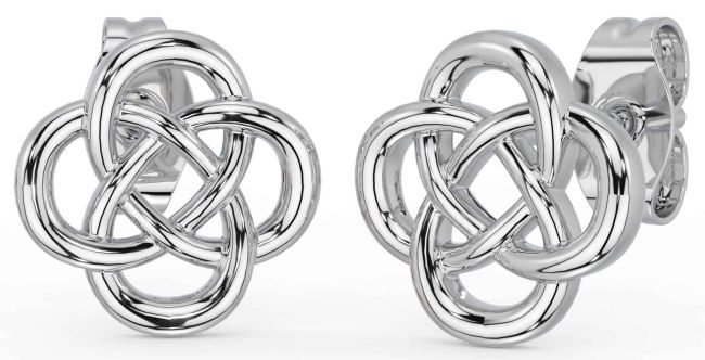White Gold Celtic Dangle Earrings