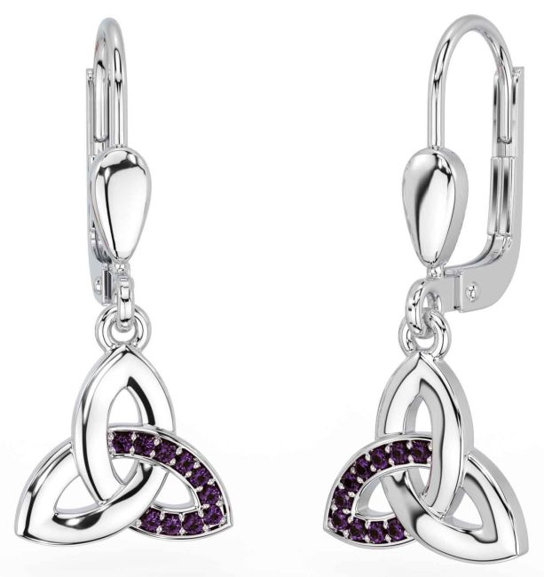 Alexandrite Silver Celtic Trinity Knot Dangle Earrings