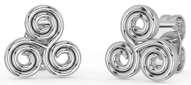 White Gold Celtic Stud Earrings