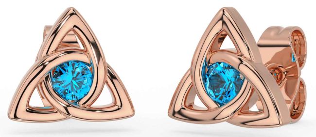 Topaz Rose Gold Silver Celtic Trinity Knot Stud Earrings