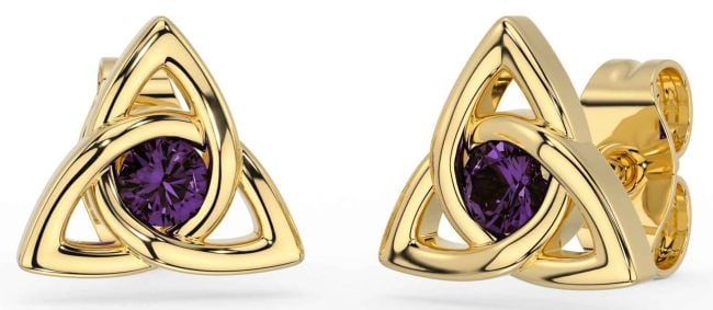 Alexandrite Gold Silver Celtic Trinity Knot Stud Earrings