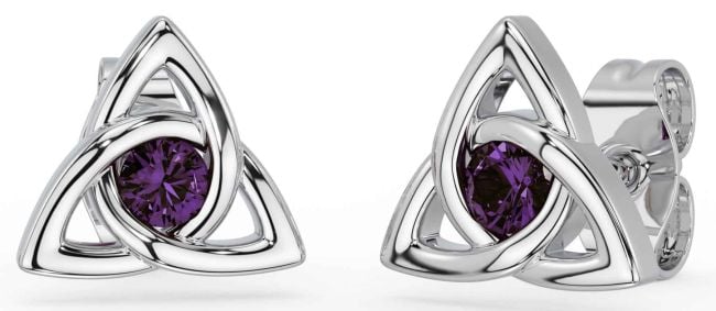Alexandrite Silver Celtic Trinity Knot Stud Earrings