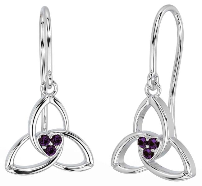 Alexandrite Silver Celtic Trinity Knot Dangle Earrings