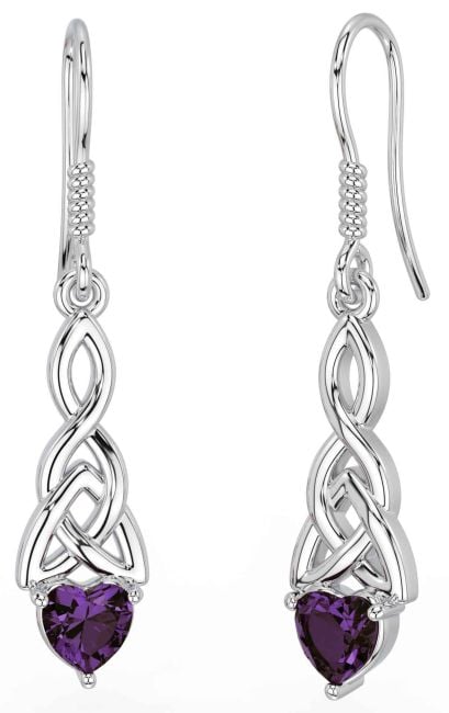 Alexandrite Silver Celtic Trinity Knot Dangle Earrings