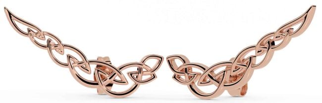 Large Rose Gold Silver Celtic Dangle Earrings