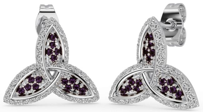 Alexandrite Silver Celtic Trinity Knot Stud Earrings