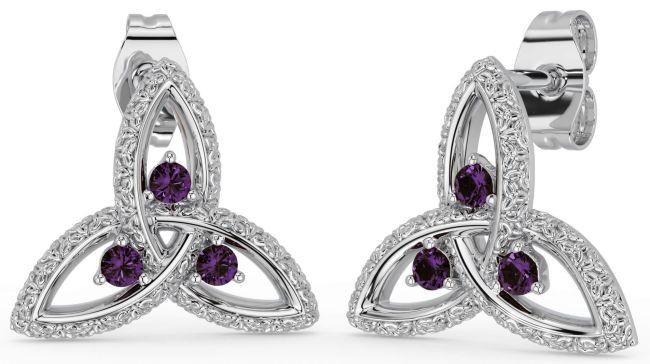 Alexandrite Silver Celtic Trinity Knot Stud Earrings