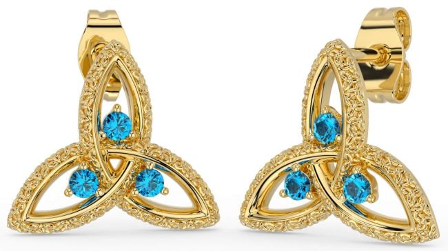 Topaz Gold Celtic Trinity Knot Stud Earrings