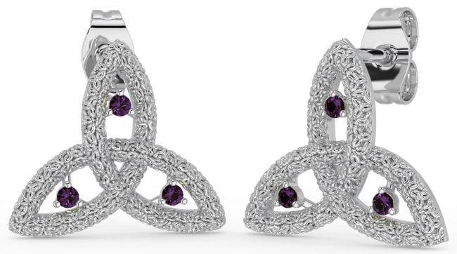 Alexandrite Silver Celtic Trinity Knot Stud Earrings