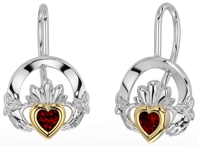 Granch Gold Silber Claddagh keltisch Dreieinigkeit Knoten Baumeln Ohrringe