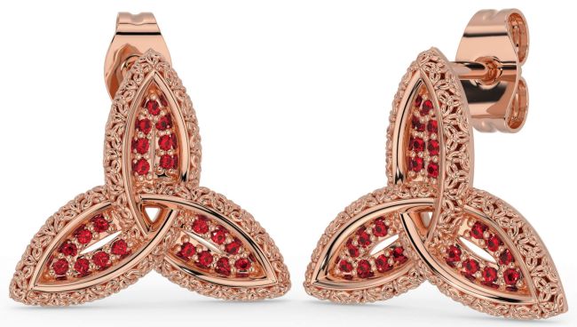 Ruby Rose Gold Silver Celtic Trinity Knot Stud Earrings