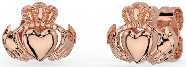 Rose Gold Claddagh Stud Earrings