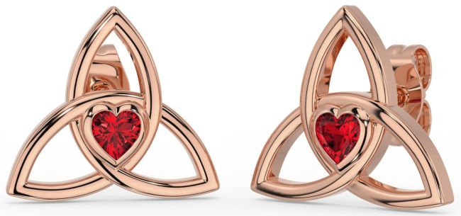 Ruby Rose Gold Silver Celtic Trinity Knot Stud Earrings