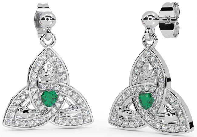 Diamante Esmeralda Plata Claddagh Trinidad Nudo Colgar Pendientes