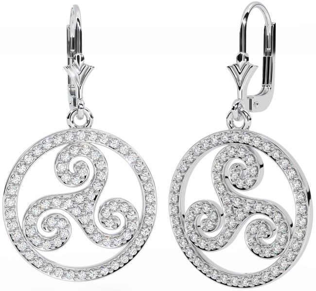 Diamond White Gold Celtic Dangle Earrings