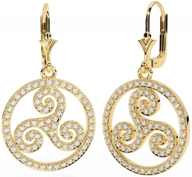 Diamant Or celtique Pendre Des boucles d'oreilles