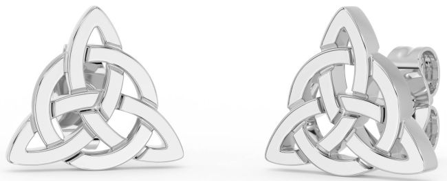 White Gold Celtic Trinity Knot Stud Earrings