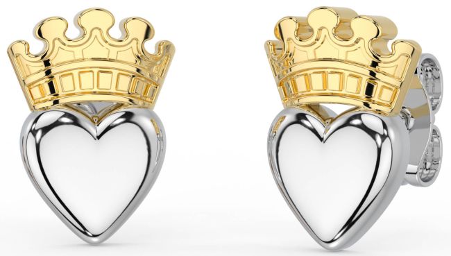 Gold Silver Claddagh Stud Earrings