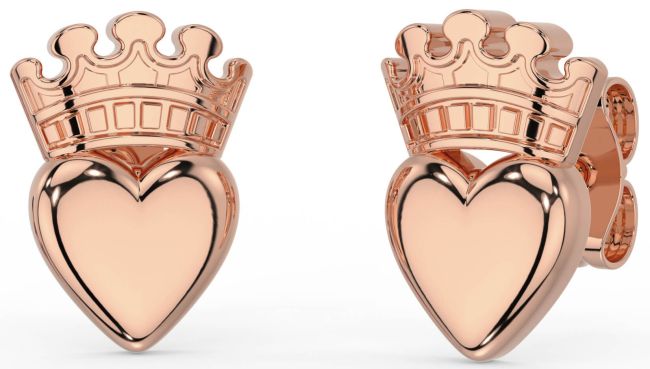 Roos Goud Zilver Claddagh Stud Oorbellen