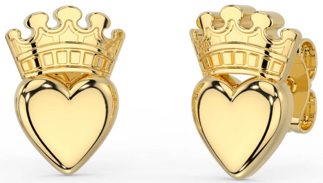 Or Argent Claddagh Goujon Des boucles d'oreilles