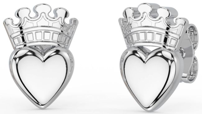 Argent Claddagh Goujon Des boucles d'oreilles