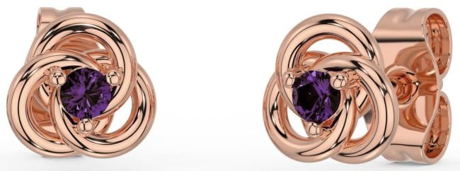 Alexandrite Rose Gold Silver Celtic Stud Earrings