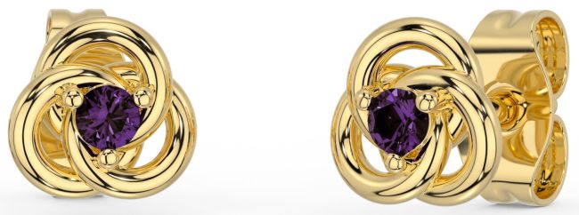 Alexandrite Gold Silver Celtic Stud Earrings