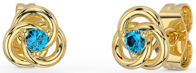 Topaz Gold Silver Celtic Stud Earrings
