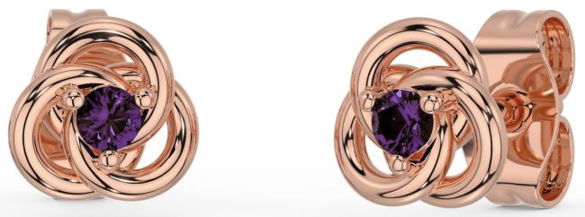 Alexandrite Rose Gold Celtic Stud Earrings