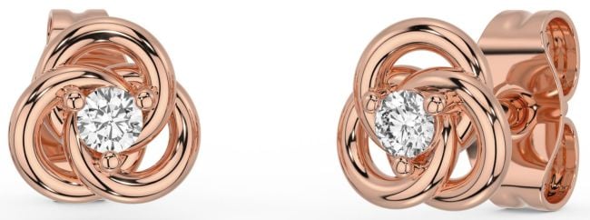 Diamond Rose Gold Celtic Stud Earrings