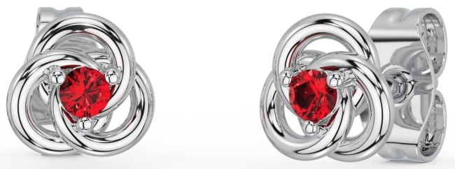 Ruby Silver Celtic Stud Earrings