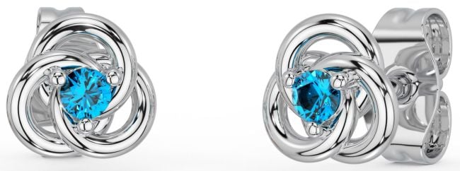 Topaz White Gold Celtic Stud Earrings