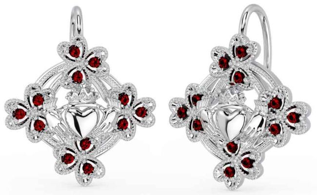 Diamant Strieborná Claddagh Trojlístok Visieť Náušnice