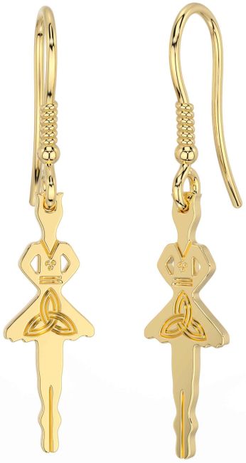 Gold Silver Celtic Trinity Knot Dangle Earrings