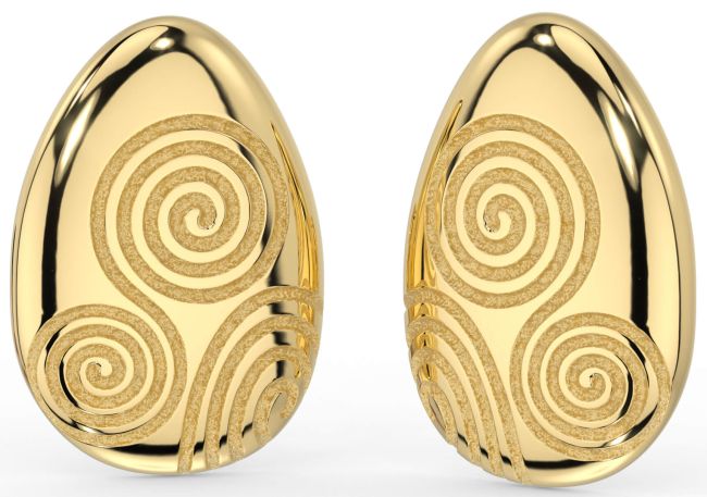 Guld Sølv Keltisk Newgrange Spiral Stud Øreringe