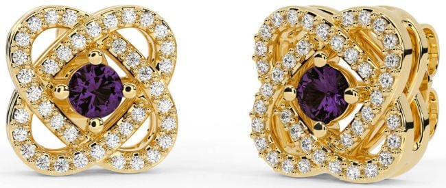 Diamond Alexandrite Gold Silver Celtic Stud Earrings