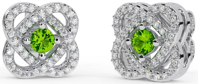 Diamante Peridoto Plata céltico Semental Pendientes