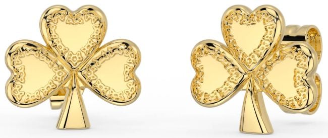 Gold Silver Shamrock Stud Earrings