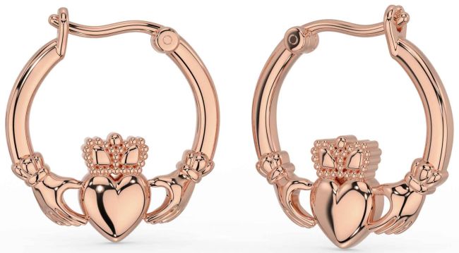 Rose Gold Claddagh Dangle Earrings