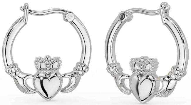 Silver Claddagh Dangle Earrings