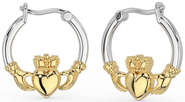 Gold Silver Claddagh Dangle Earrings