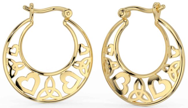 Gold Celtic Trinity Knot Heart Hoop Earrings