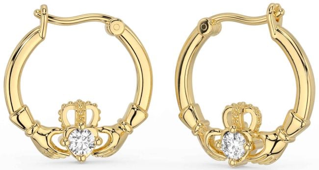 Diamante Oro Plata Claddagh Colgar Pendientes